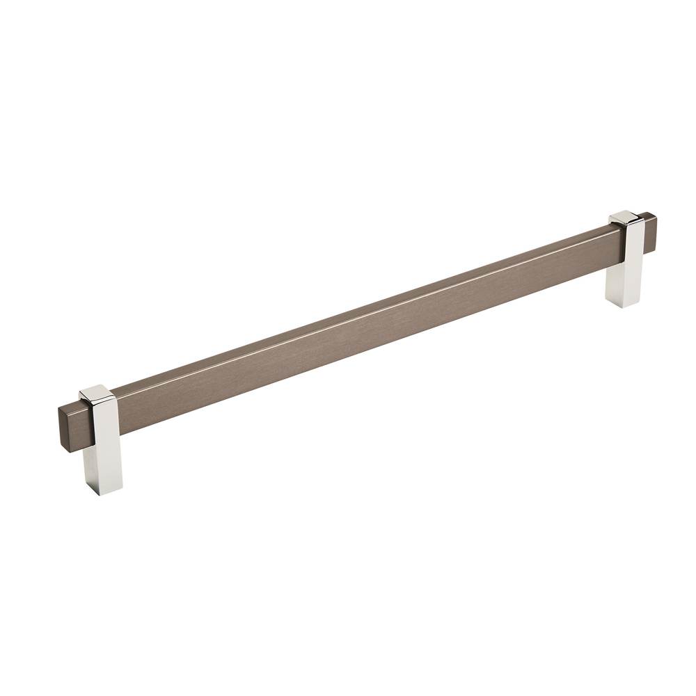 Amerock Mulino 10-1/16 in (256 mm) Center-to-Center Black Brushed Nickel/Polished Chrome Cabinet Pull
