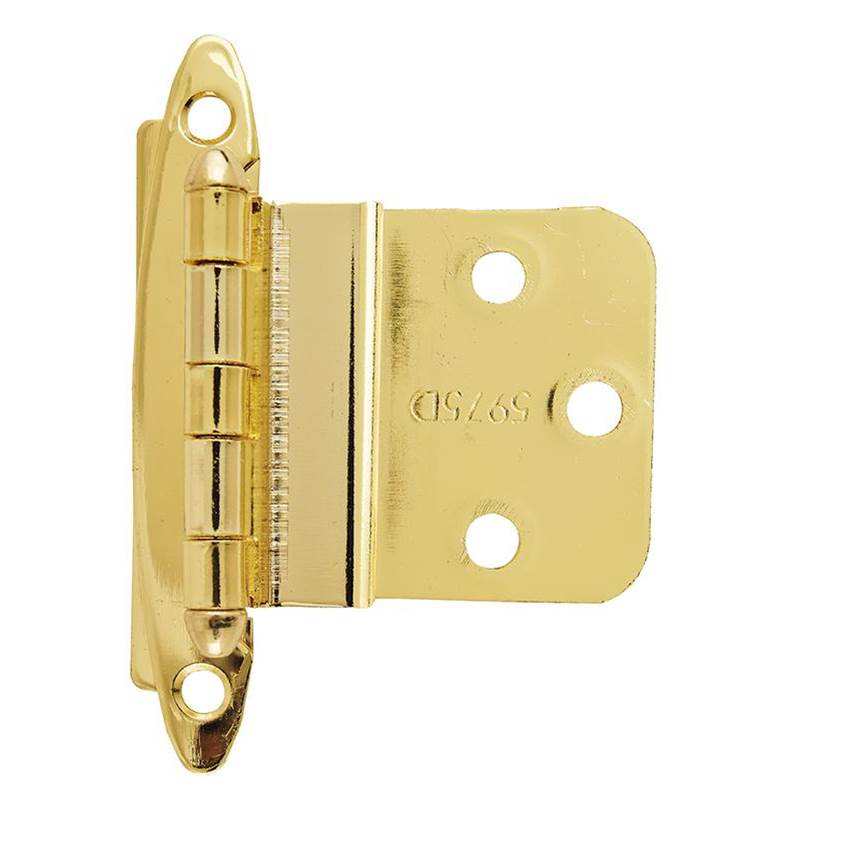 Amerock 3/8in (10 mm) Inset Non Self-Closing, Face Mount Polished Brass Hinge - 2 Pack