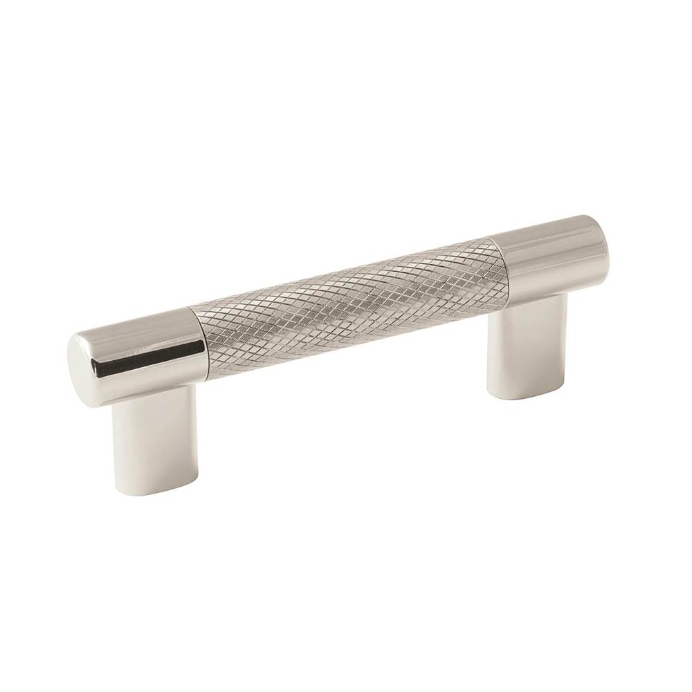 Amerock Esquire 3in and 3-3/4 in (76mm and 96 mm) Center-to-Center Polished Nickel/Stainless Steel Cabinet Pull