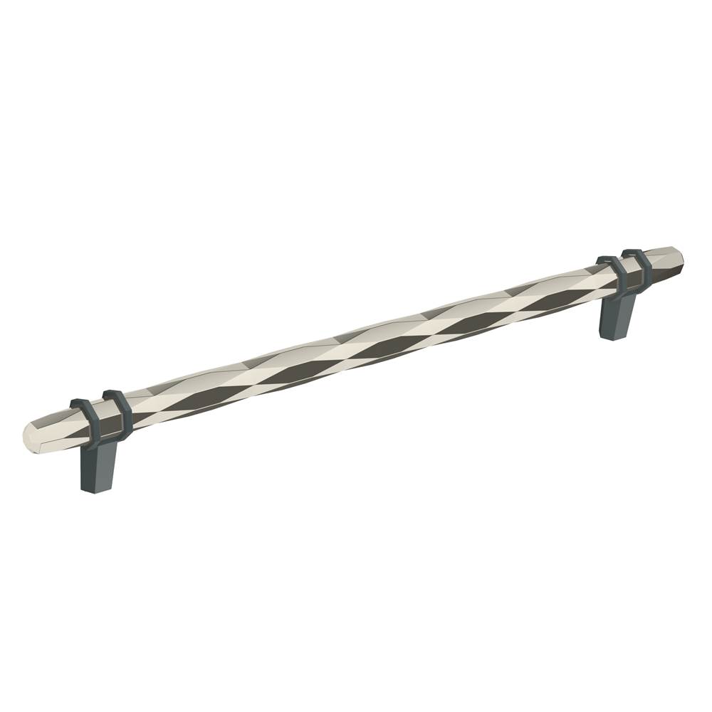 Amerock London 10-1/16 in (256 mm) Center-to-Center Polished Nickel/Black Bronze Cabinet Pull