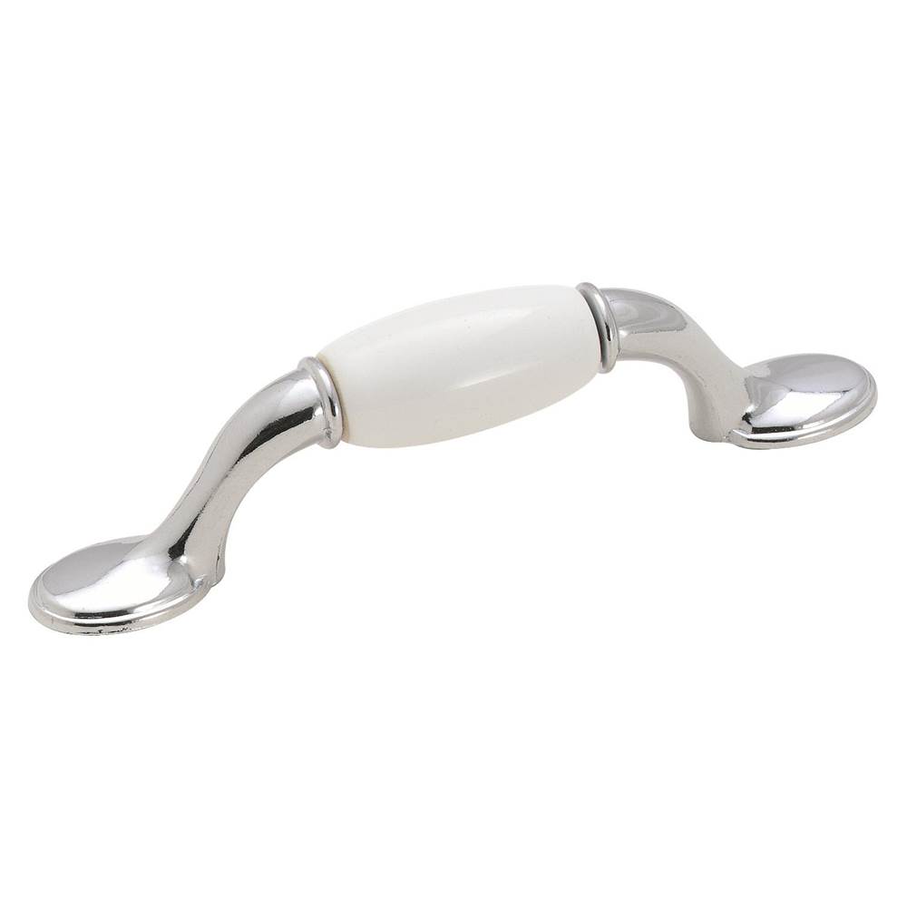 Amerock Allison Value 3 in (76 mm) Center-to-Center White/Polished Chrome Cabinet Pull