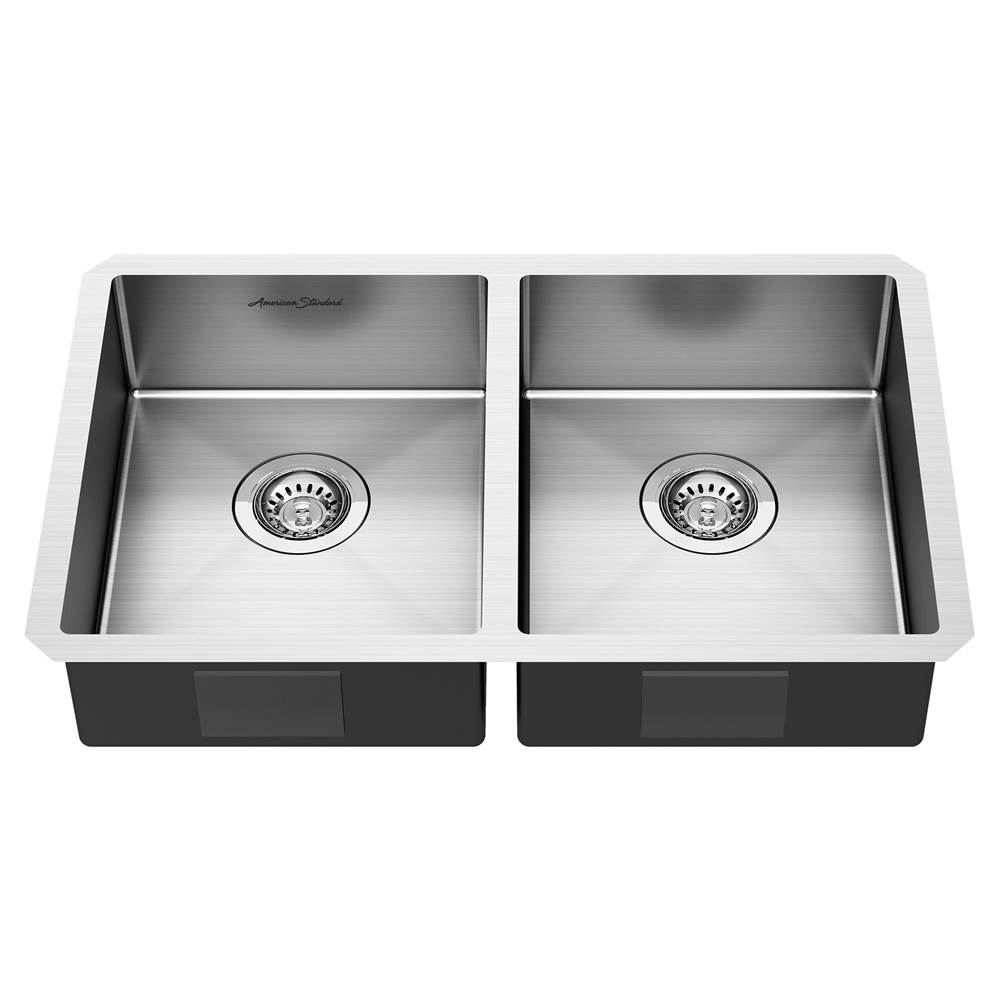 American Standard Pekoe® 29 x 18-Inch Stainless Steel Undermount Double-Bowl ADA Kitchen Sink