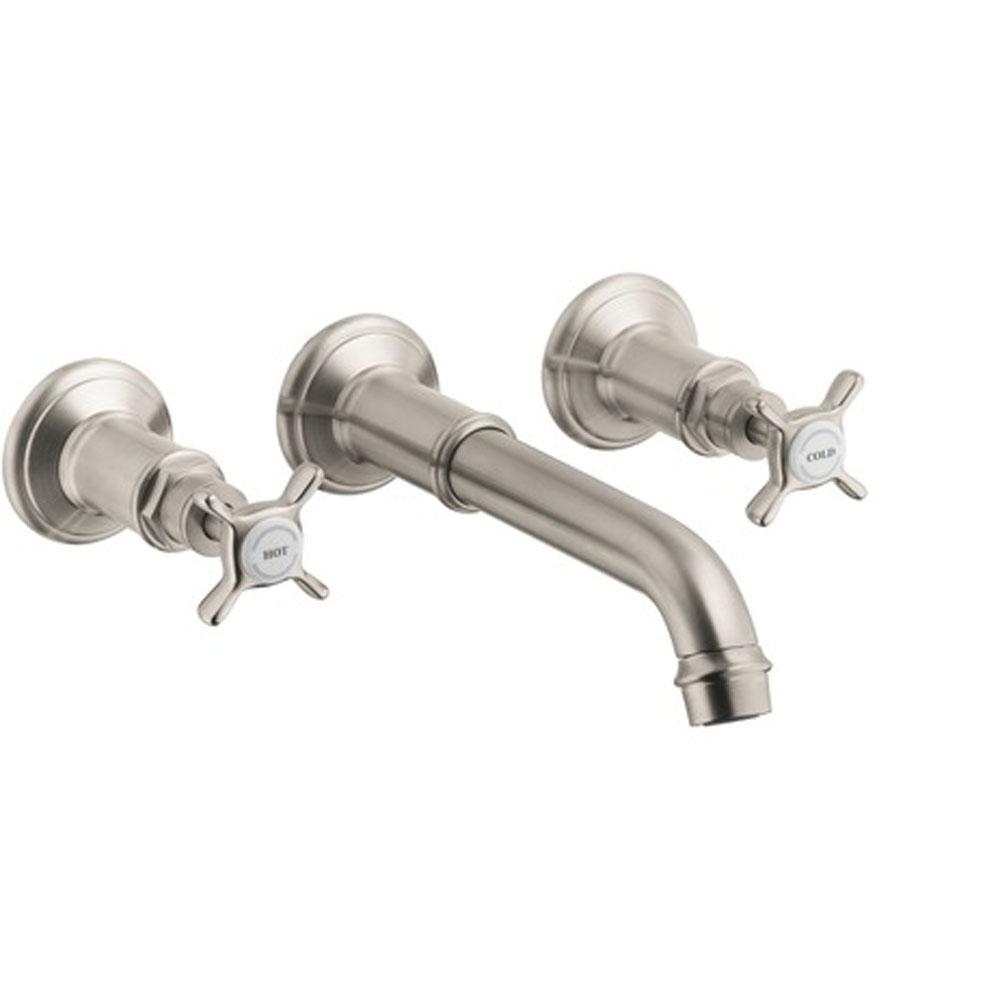 Axor Montreux Wall-Mounted Widespread Faucet Trim with Cross Handles, 1.2 GPM in Brushed Nickel