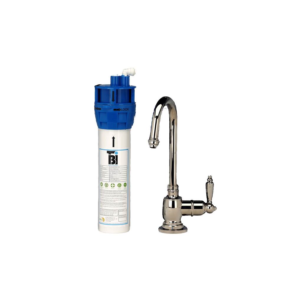 AquaNuTech Traditional C-Spout Cold Only Filtration Faucet-Polished Nickel w/Filtration System