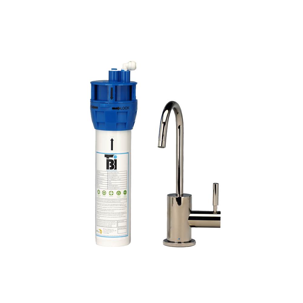 AquaNuTech Contemporary C-Spout Cold Only Filtration Faucet-Polished Nickel w/Filtration System