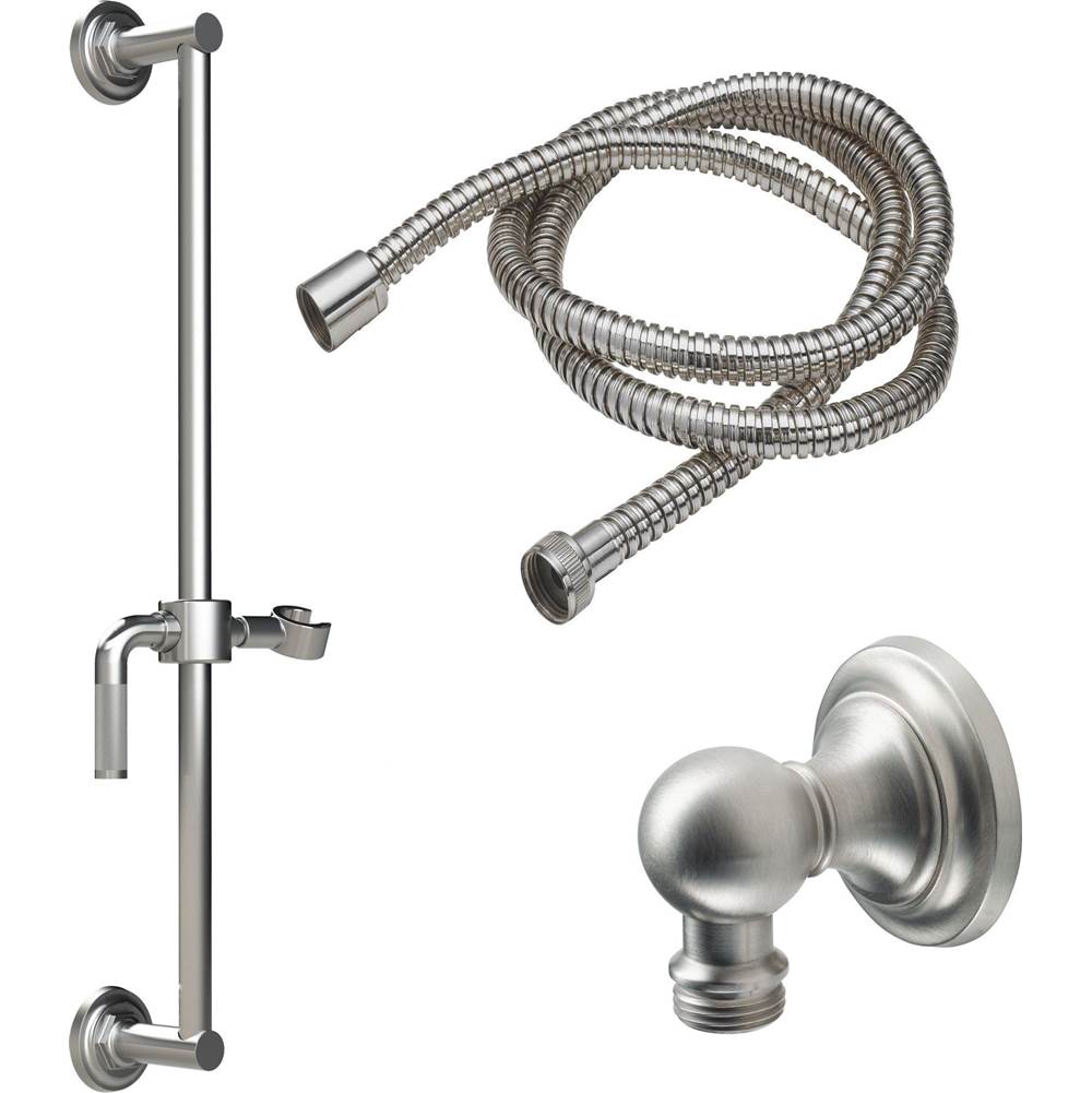 California Faucets Slide Bar Handshower Kit - Knurled Lever Handle with Concave Base