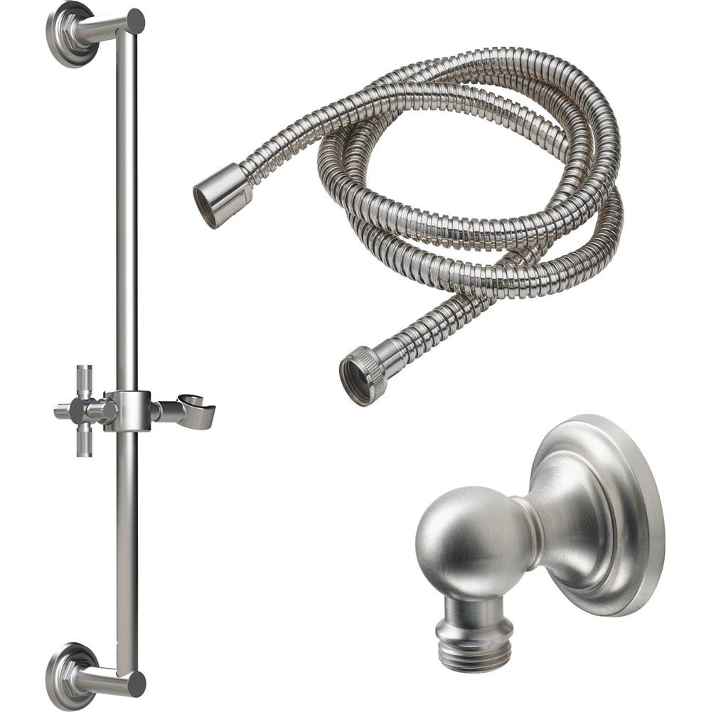 California Faucets Slide Bar Handshower Kit - Knurled Cross Handle with Hex Concave Base