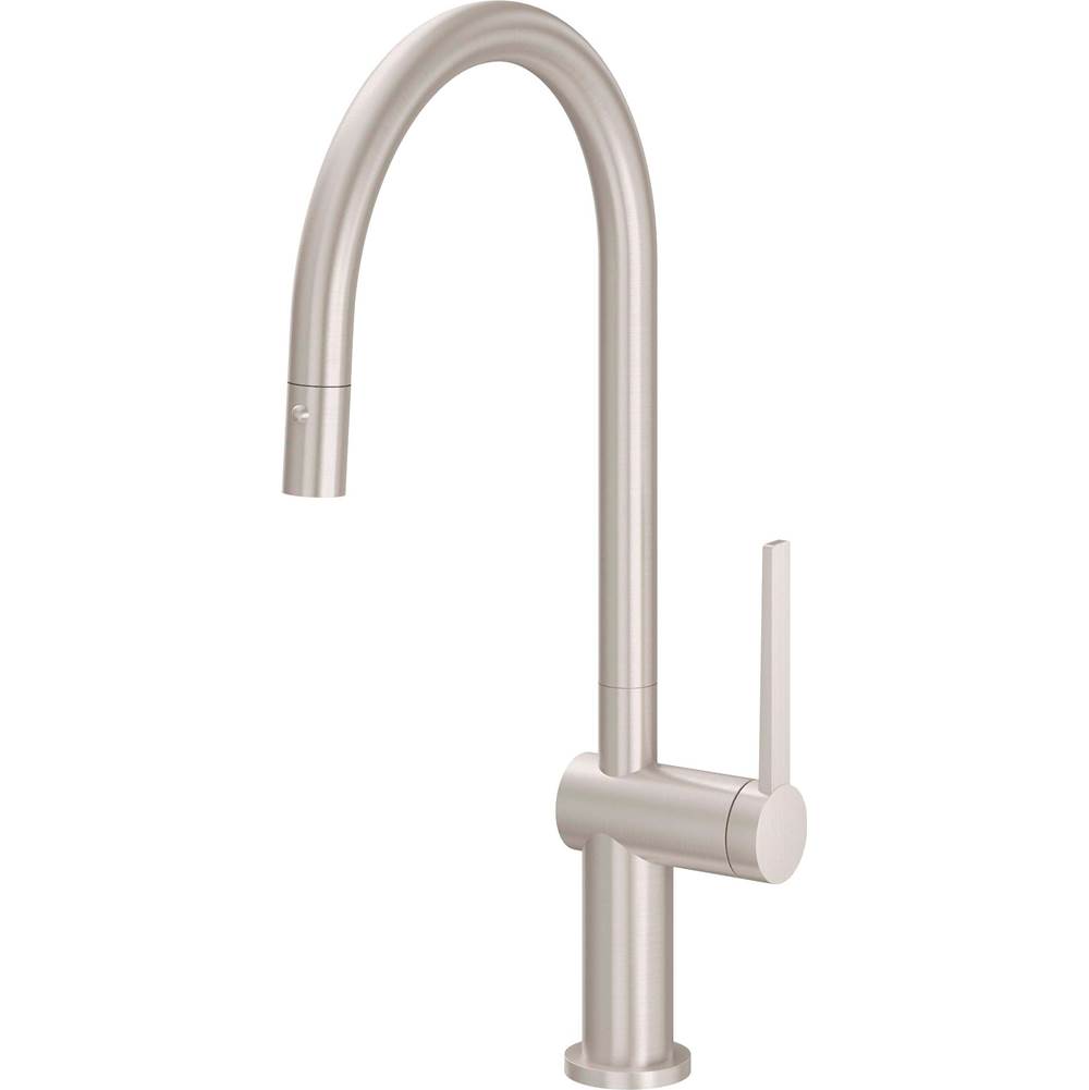 California Faucets Pull-Down Kitchen Faucet with Button Sprayer  - High Arc Spout