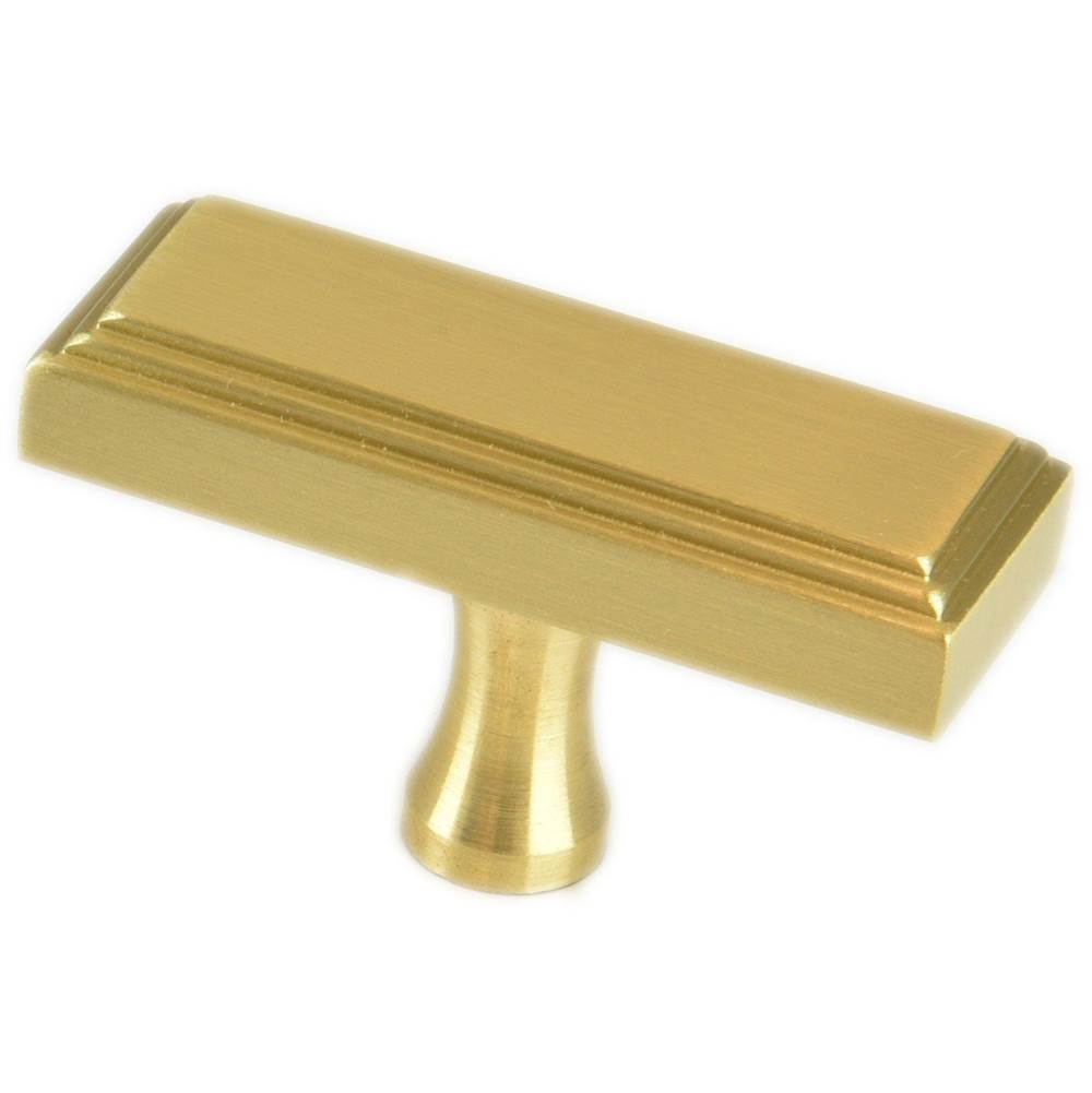 Colonial Bronze T Cabinet Knob Hand Finished in Satin Brass