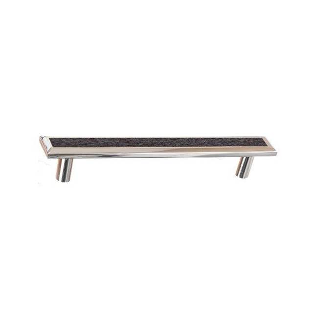 Colonial Bronze Leather Accented Rectangular, Beveled Appliance Pull, Door Pull, Shower Door Pull With Straight Posts, Light Statuary Bronze x Worn Leather Cappuccino