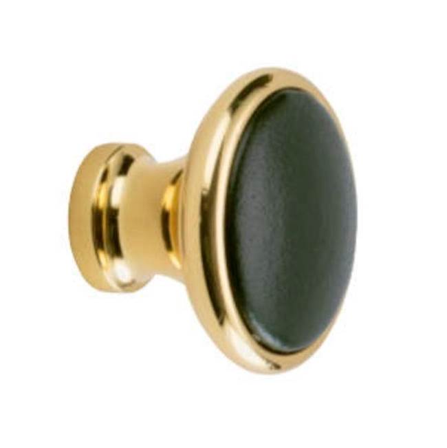 Colonial Bronze Leather Accented Round Cabinet Knob, Matte Light Statuary Bronze x Rattlesnake White Leather