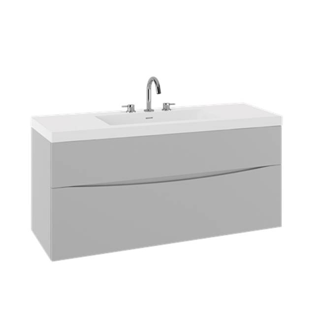 Crosswater London Mpro Double Drawer Unit With Smith Basin Top, 48In, Storm Grey