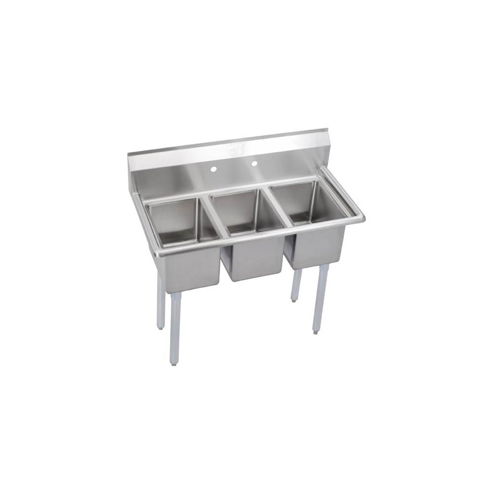 Elkay Dependabilt Stainless Steel 39'' x 19-13/16'' x 43-3/4'' 16 Gauge Three Compartment Sink with Stainless Steel Legs