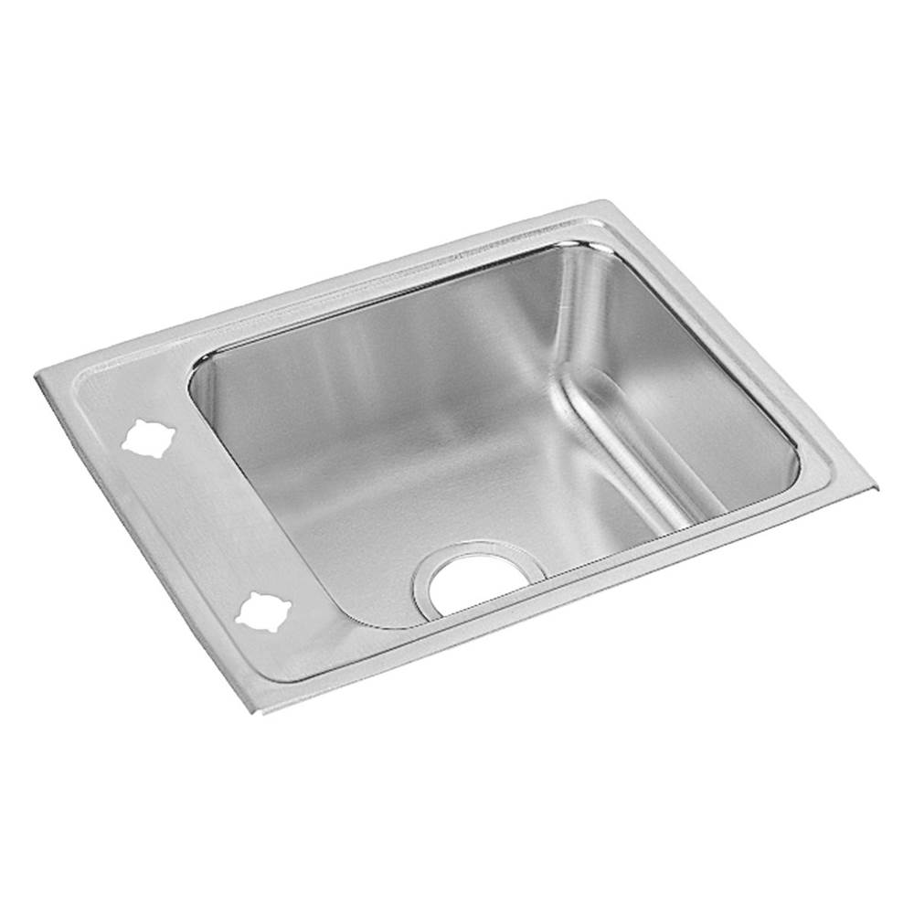 Elkay Lustertone Classic Stainless Steel 22'' x 17'' x 5-1/2'', 2-Hole Single Bowl Drop-in Classroom ADA Sink with Quick-clip