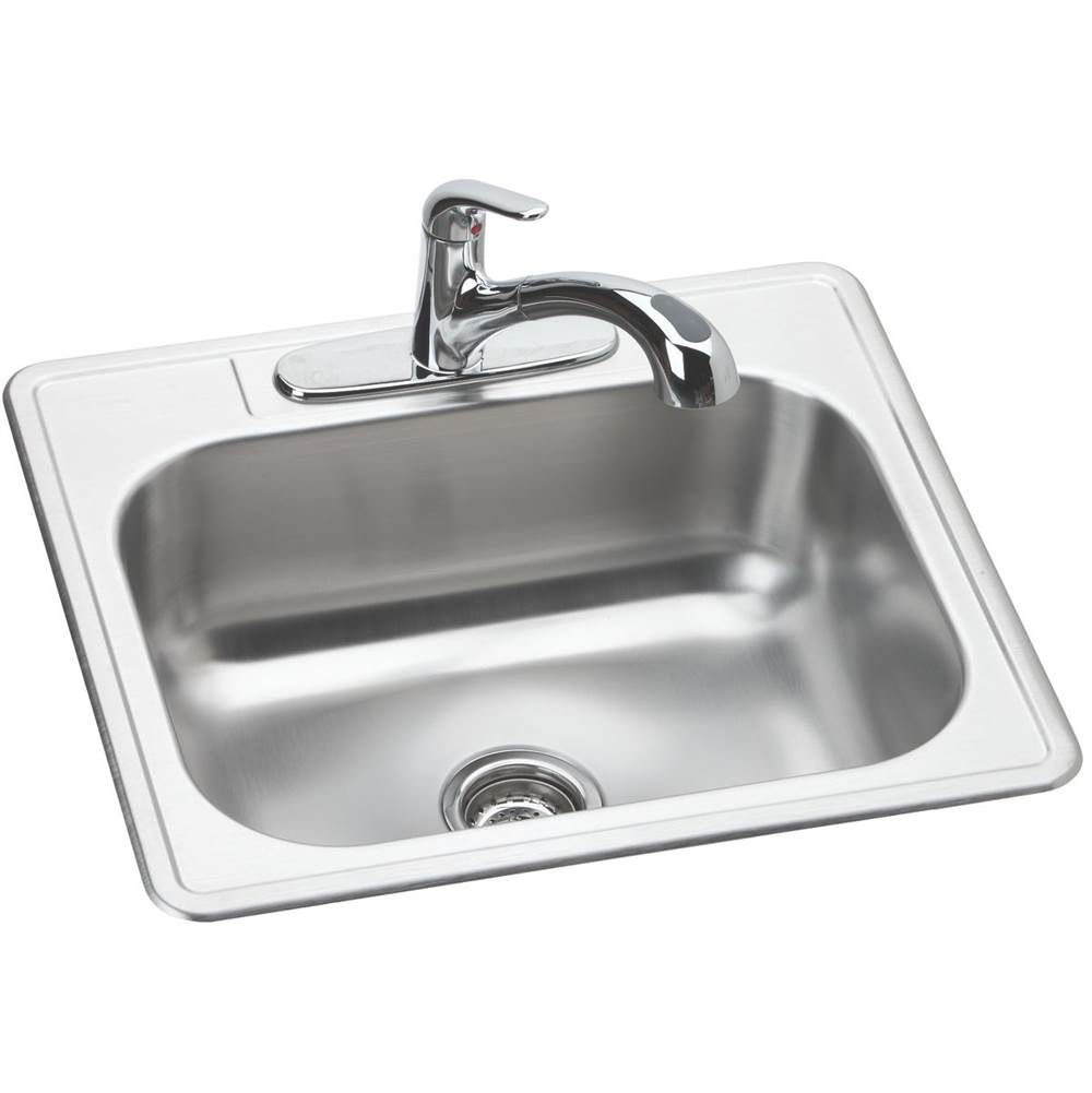 Elkay Dayton Stainless Steel 25'' x 22'' x 8-1/16'', 3-Hole Single Bowl Drop-in Sink and Faucet Kit