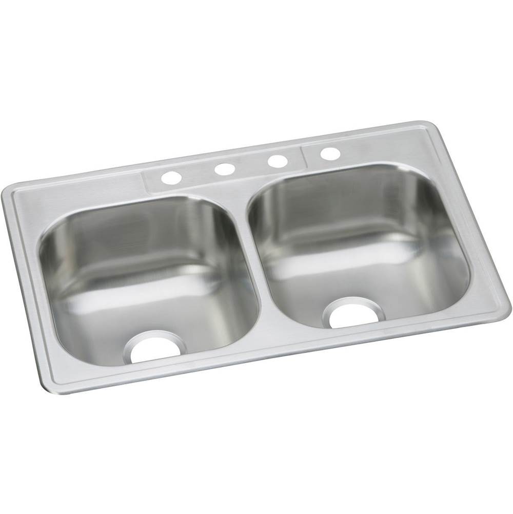 Elkay Dayton Stainless Steel 33'' x 22'' x 8-1/16'', 5-Hole Equal Double Bowl Drop-in Sink (40 Pack)