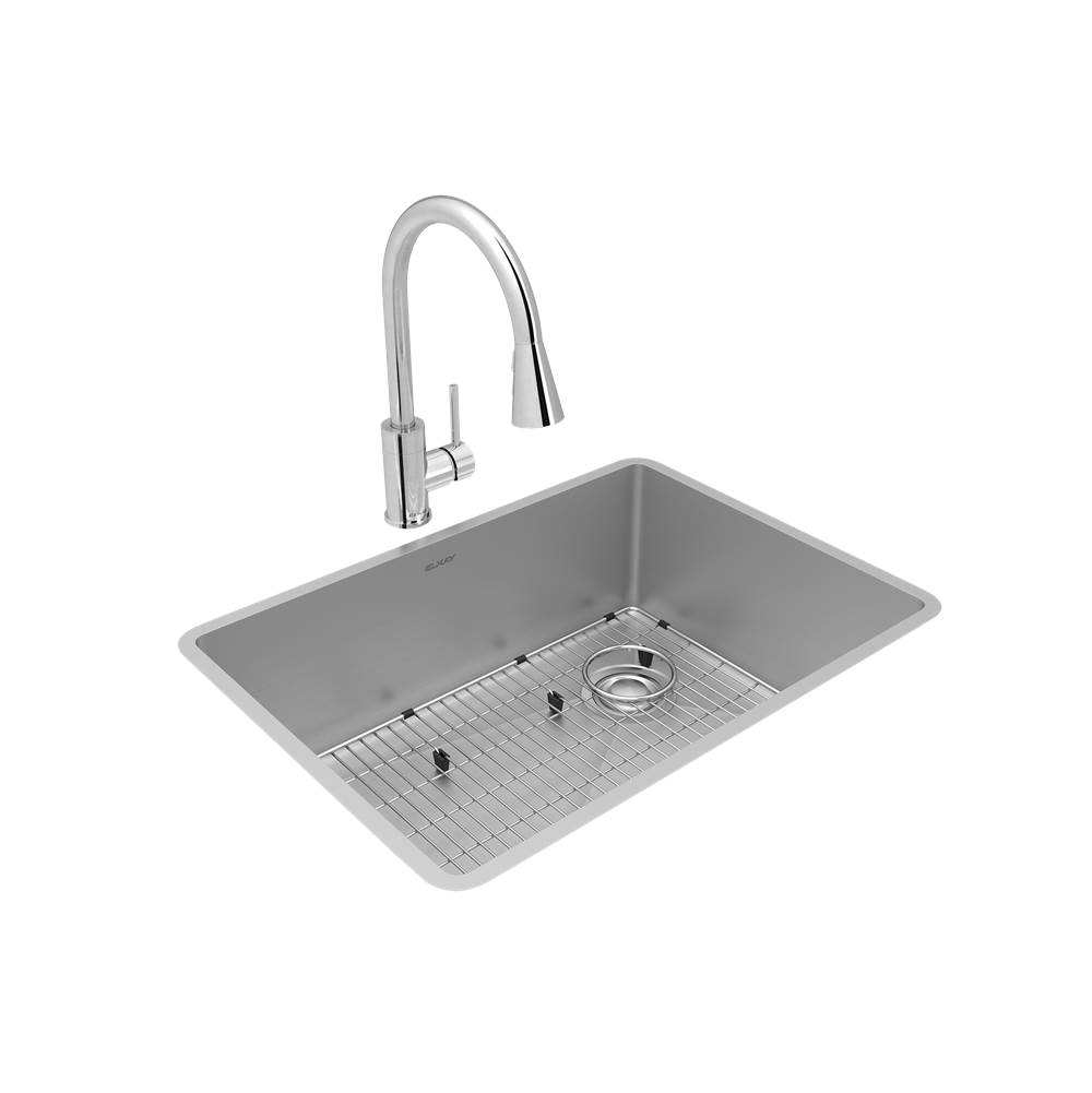 Elkay Crosstown 18 Gauge Stainless Steel 25-1/2'' x 18-1/2'' x 9'', Single Bowl Undermount Sink and Faucet Kit with Bottom Grid and Drain