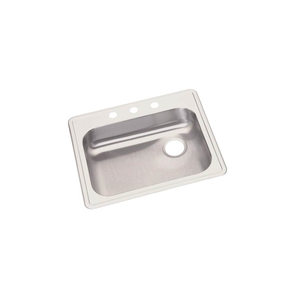 Elkay Dayton Stainless Steel 25'' x 21-1/4'' x 5-3/8'', 3-Hole Single Bowl Drop-in Sink with Right Drain