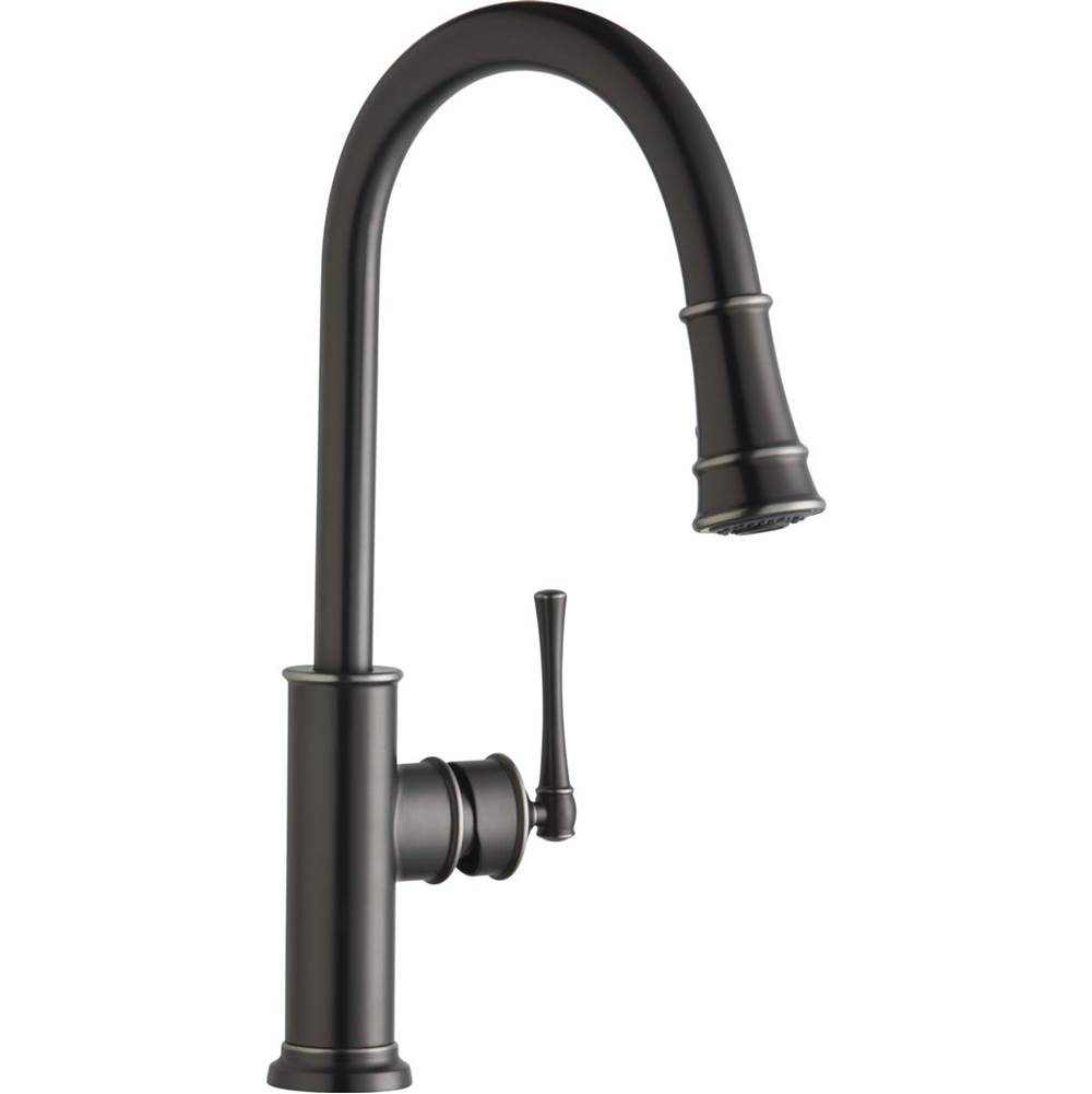 Elkay Explore Single Hole Kitchen Faucet with Pull-down Spray and Forward Only Lever Handle Antique Steel