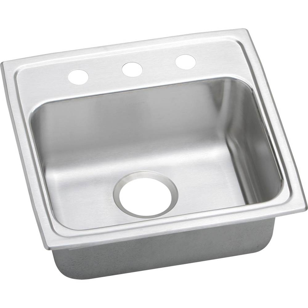 Elkay Lustertone Classic Stainless Steel 19-1/2'' x 19'' x 5'', 3-Hole Single Bowl Drop-in ADA Sink with Quick-clip