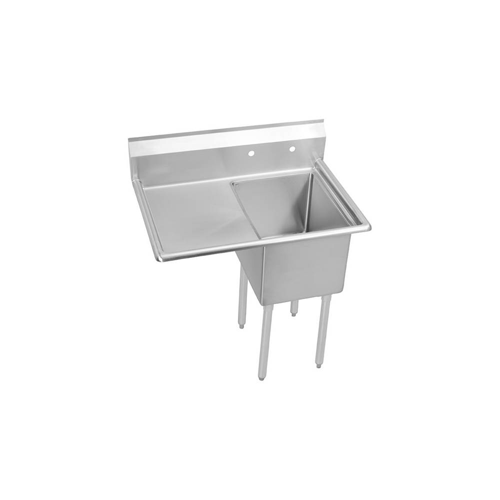 Elkay Dependabilt Stainless Steel 38-1/2'' x 23-13/16'' x 44-3/4'' 16 Gauge One Compartment Sink w/ 18'' Left Drainboard and Stainless Steel Legs