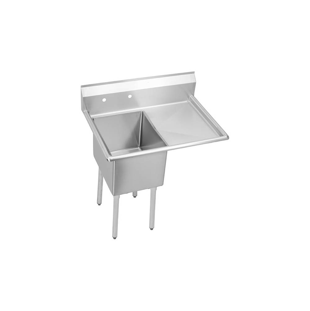 Elkay Dependabilt Stainless Steel 42-1/2'' x 25-13/16'' x 43-3/4'' 18 Gauge One Compartment Sink w/ 20'' Right Drainboard and Stainless Steel Legs