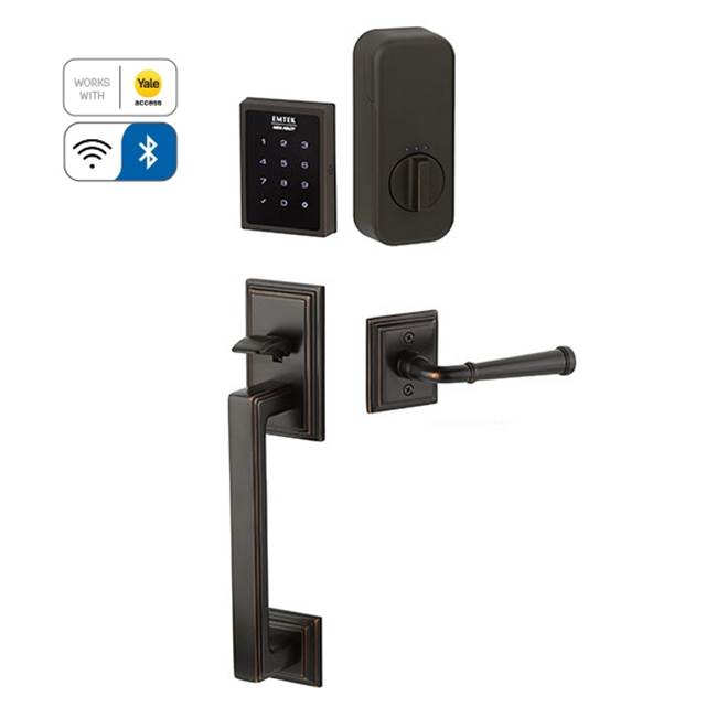 Emtek Electronic EMPowered Motorized Touchscreen Keypad Smart Lock Entry Set with Hamden Grip - works with Yale Access, Norwich Knob US19