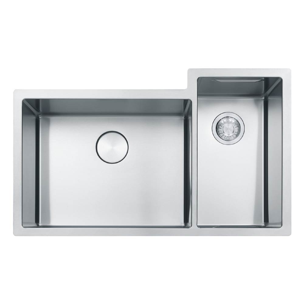 Franke Culinary Center 35-in.  x 21-in. 19 Gauge Stainless Steel Undermount Double Bowl Kitchen Sink Workstation - CUX16021-W