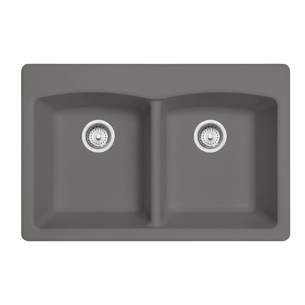 Franke Ellipse 33.0-in. x 22.0-in. Granite Dual Mount Double Bowl Kitchen Sink in Stone Grey