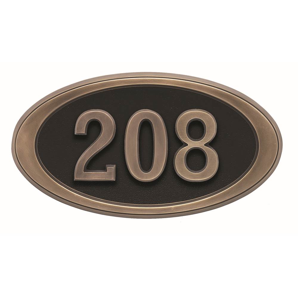 Gaines Manufacturing HouseMark Address Plaque Small Oval Black w/ Antique Bronze