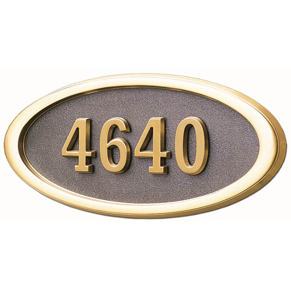 Gaines Manufacturing HouseMark Address Plaque Large Oval Bronze w/ Brass