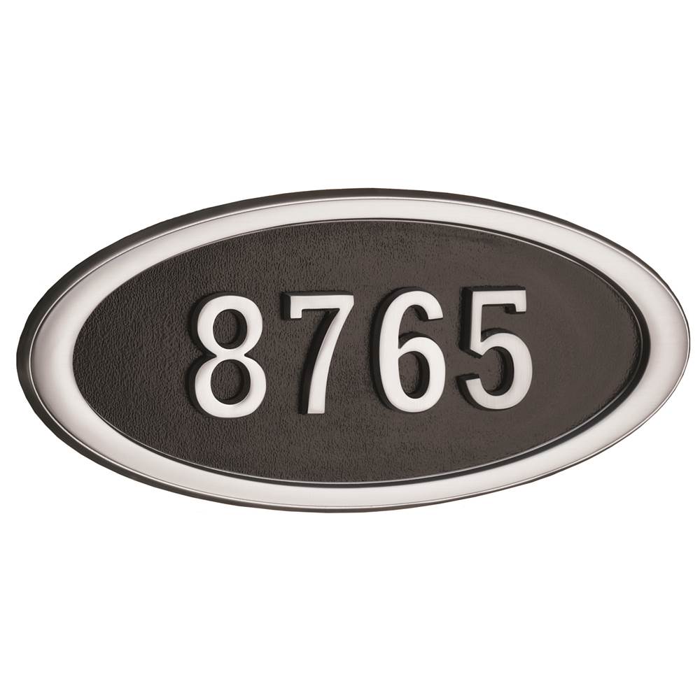 Gaines Manufacturing HouseMark Address Plaque Large Oval Black w/ Satin Nickel
