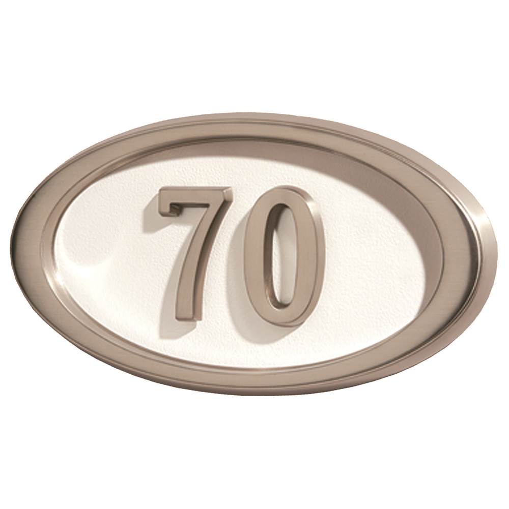 Gaines Manufacturing HouseMark Address Plaque Small Oval White w/ Satin Nickel