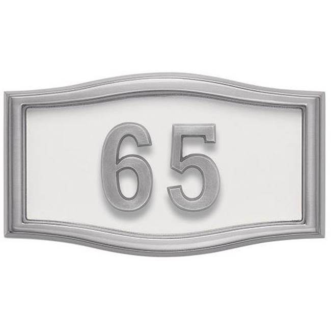 Gaines Manufacturing HouseMark Address Plaque Small Roundtangle White w/ Satin Nickel