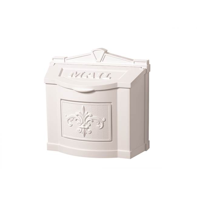 Gaines Manufacturing Wallmount Mailbox Fleur De Lis Design All White Fleur De Lis