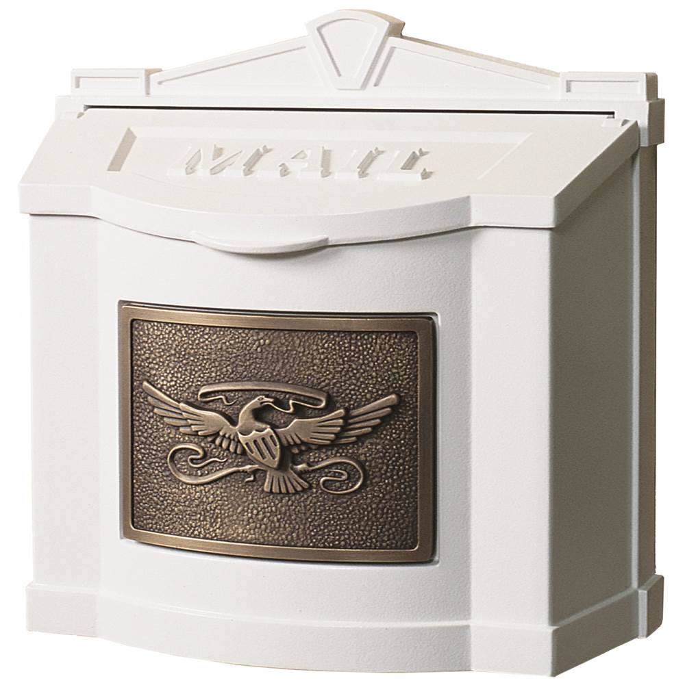 Gaines Manufacturing Wallmount Mailbox Eagle Design White w/ Antique Bronze Eagle