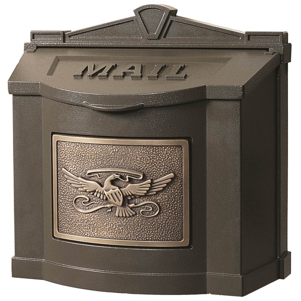 Gaines Manufacturing Wallmount Mailbox Eagle Design Bronze w/ Antique Bronze Eagle
