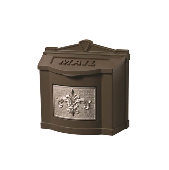 Gaines Manufacturing Wallmount Mailbox Fleur De Lis Design Bronze w/ Satin Nickel Fleur De Lis