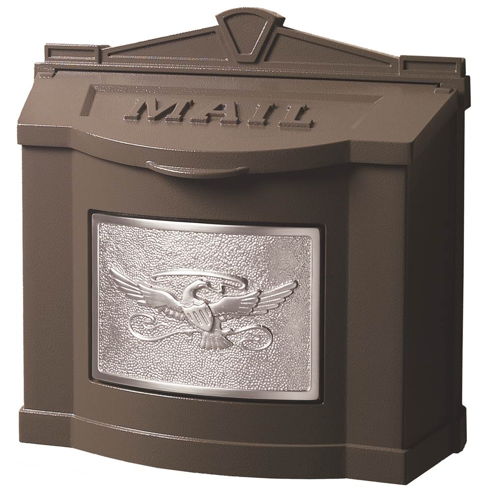 Gaines Manufacturing Wallmount Mailbox Eagle Design Bronze w/ Satin Nickel Eagle