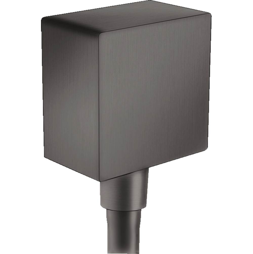 Hansgrohe FixFit Wall Outlet Square with Check Valves in Brushed Black Chrome