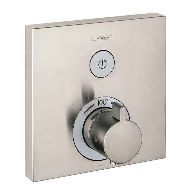 Hansgrohe ShowerSelect Thermostatic Trim for 1 Function, Square in Brushed Nickel
