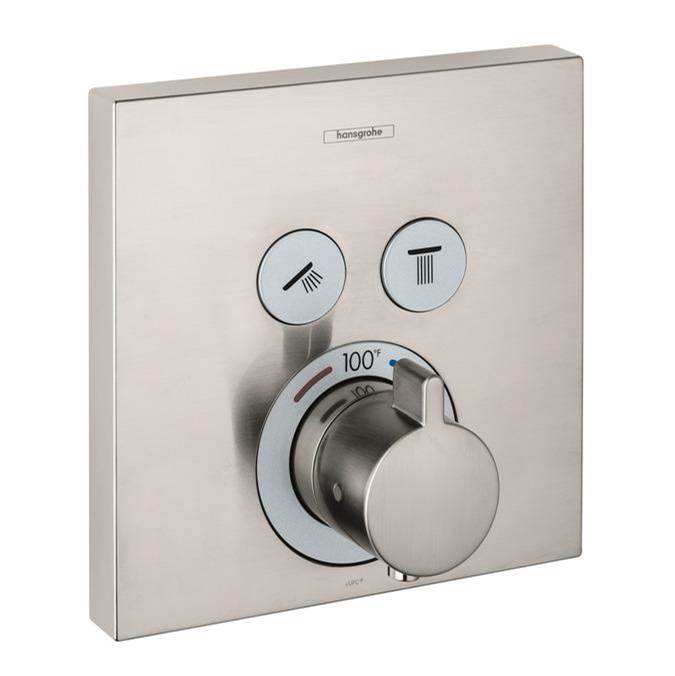 Hansgrohe ShowerSelect Thermostatic Trim for 2 Functions, Square in Brushed Nickel