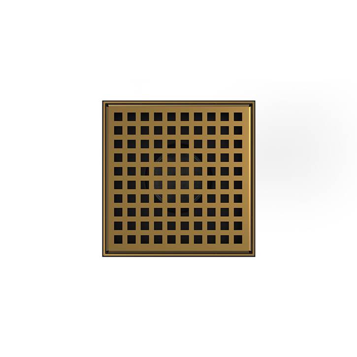 Infinity Drain 5'' x 5'' LQD 5 Squares Pattern Complete Kit in Satin Bronze with ABS Drain Body, 2'' Outlet