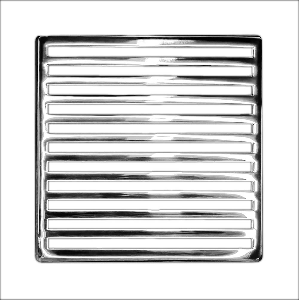Infinity Drain 5'' x 5'' Lines Pattern Decorative Plate for N 5, ND 5, NDB 5 in Polished Stainless