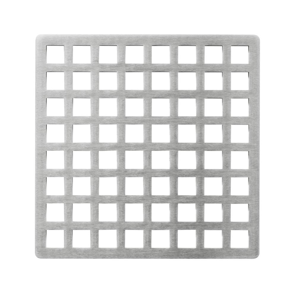 Infinity Drain 5'' x 5'' Squares Pattern Decorative Plate for Q 5, QD 5, QDB 5 in Satin Stainless