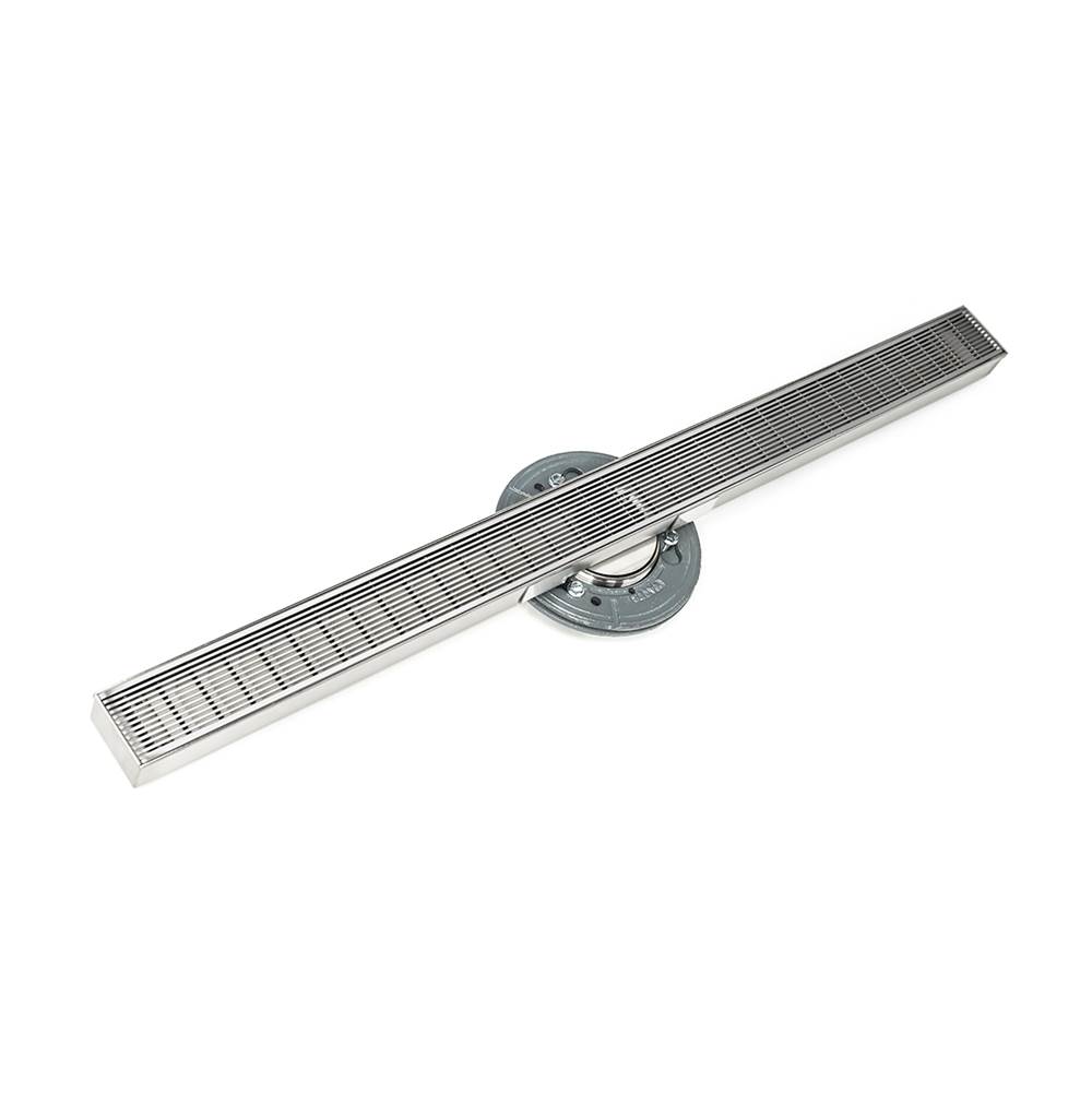 Infinity Drain 48'' S-Stainless Steel Series High Flow Complete Kit with 2 1/2'' Wedge Wire Grate in Polished Stainless with ABS Drain Body, 3'' Outlet
