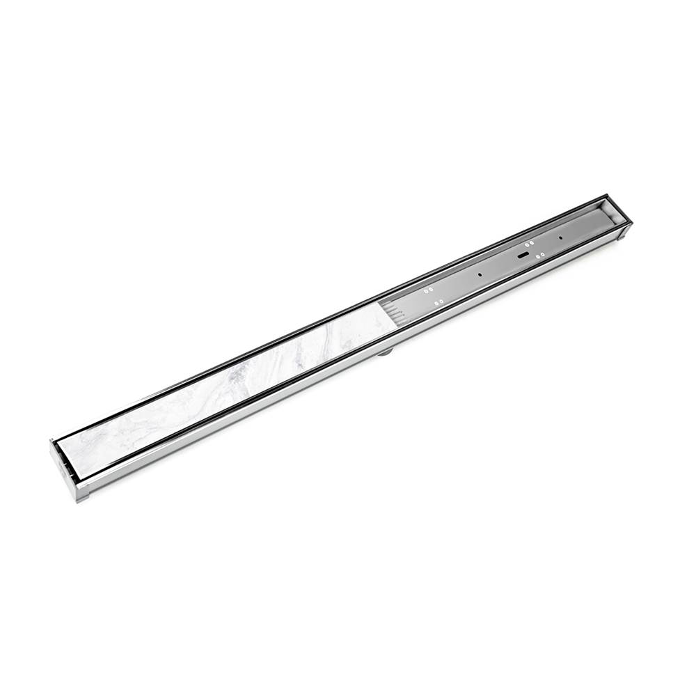 Infinity Drain 48'' S-PVC Series Complete Kit with Tile Insert Frame in Polished Stainless