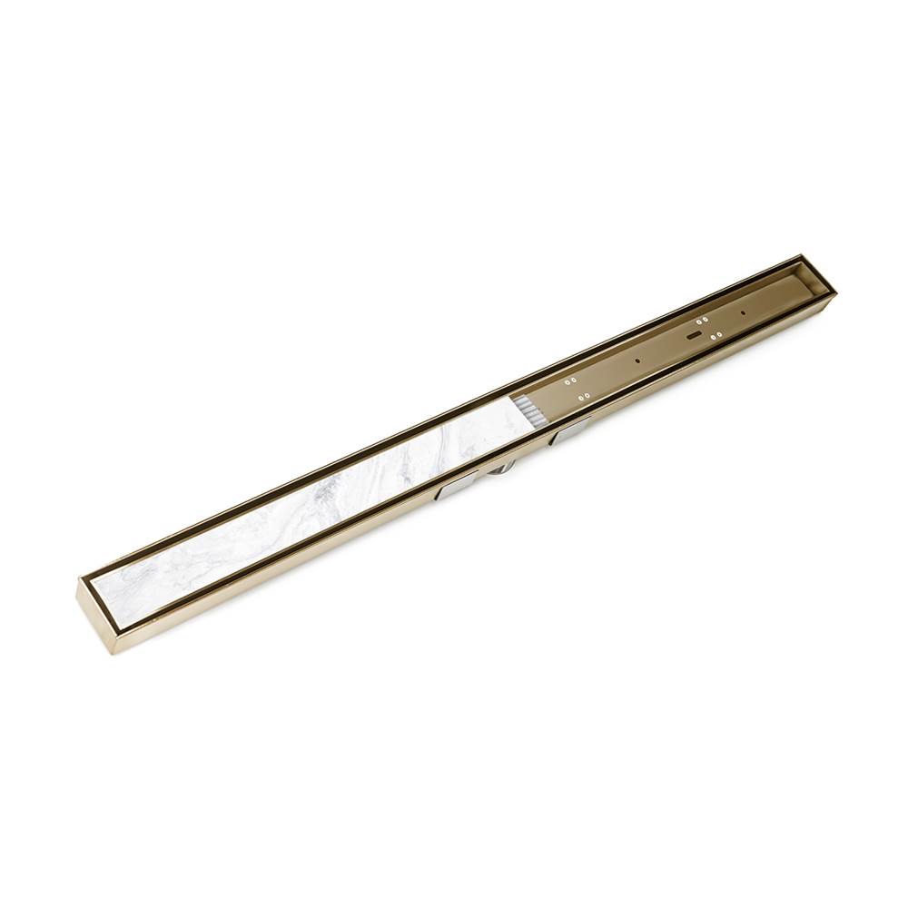 Infinity Drain 80'' S-Stainless Steel Series Complete Kit with Tile Insert Frame in Satin Bronze