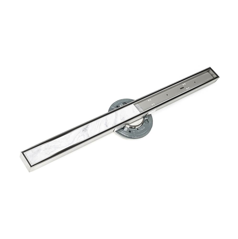 Infinity Drain 60'' S-Stainless Steel Series High Flow Complete Kit with Tile Insert Frame in Polished Stainless with PVC Drain Body, 3'' Outlet
