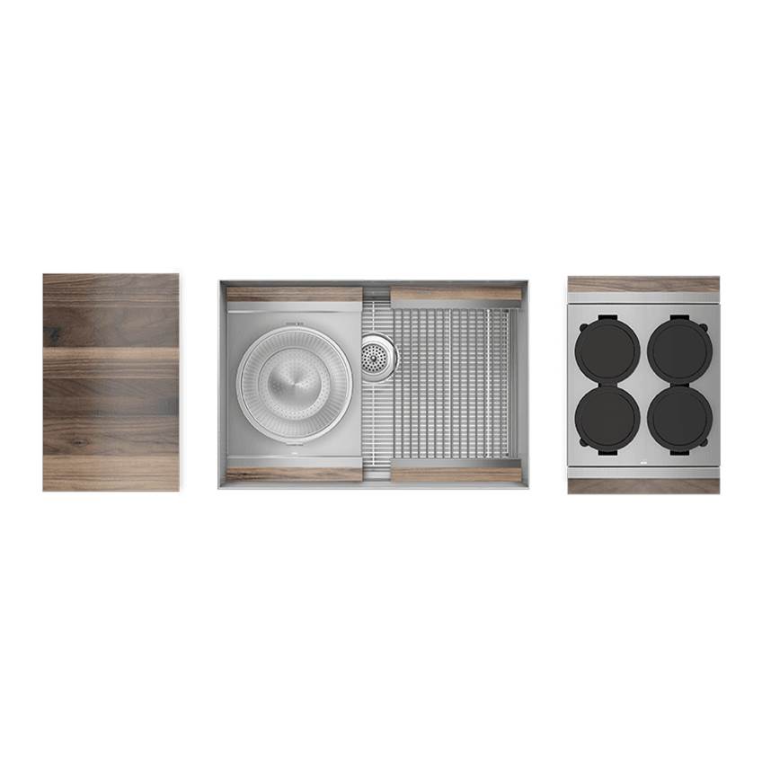 Home Refinements by Julien Smartstation Kit, Undermount Sink, Walnut Acc., Single 27X18X10